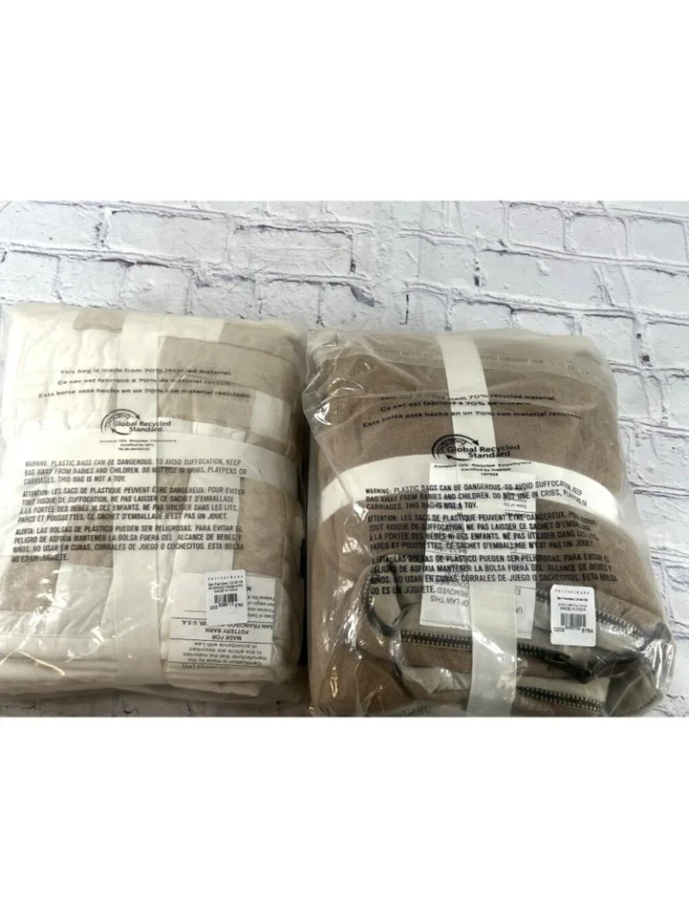 lot of 2 Pottery Barn Shimmer Snowflake/Everyday Linen Comfort king Shams